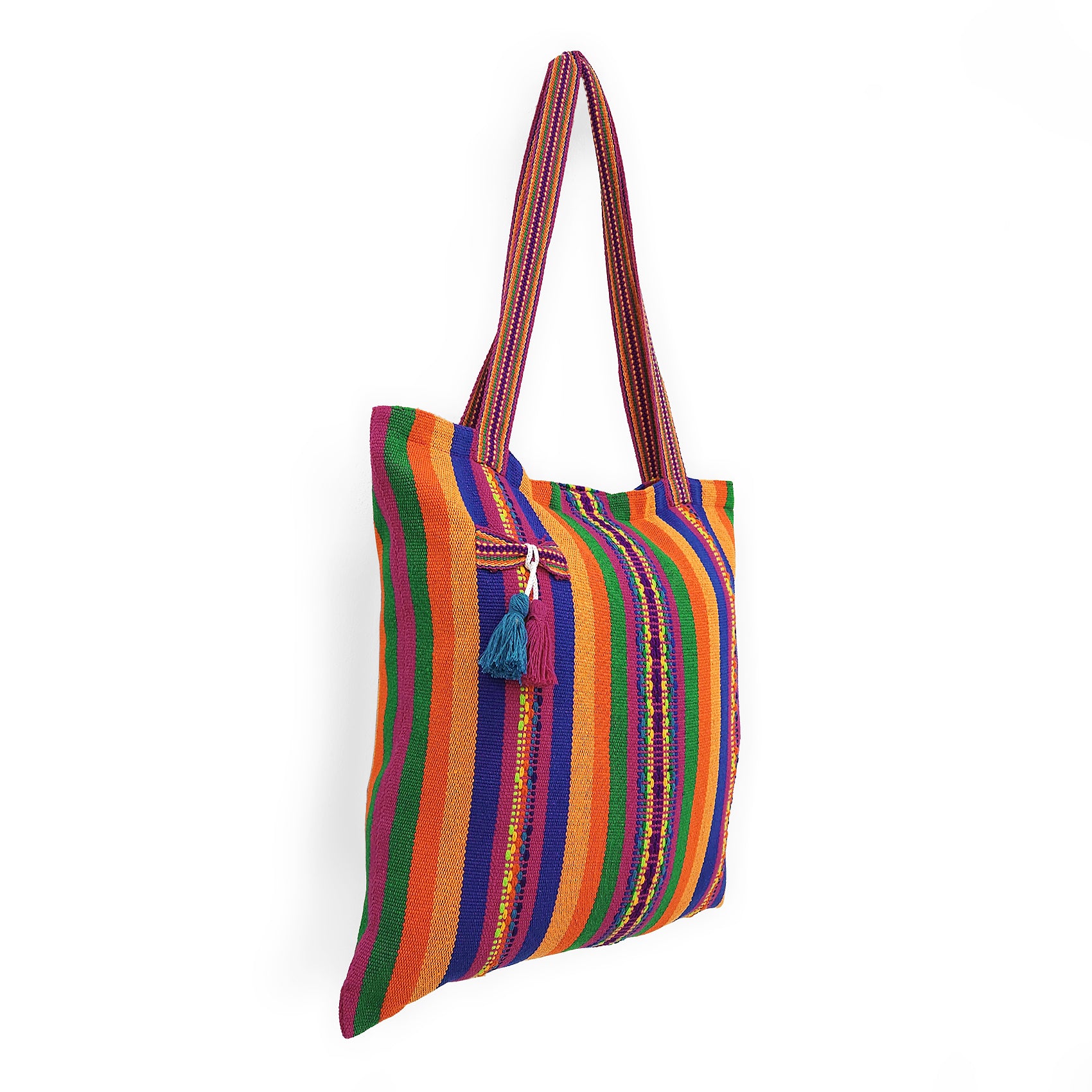 Bolsa Artesanal Mexicana Tipo Tote Bag Para Mujer 45x45cm Multicolor