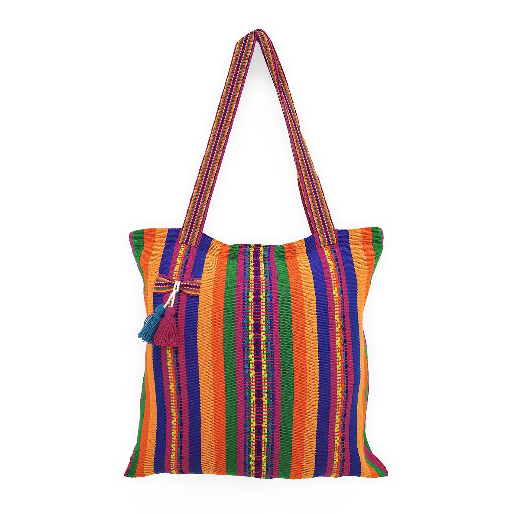 Bolsa Artesanal Mexicana Tipo Tote Bag Para Mujer 45x45cm Multicolor
