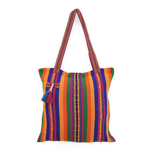 Bolsa Artesanal Mexicana Tipo Tote Bag Para Mujer 45x45cm Multicolor