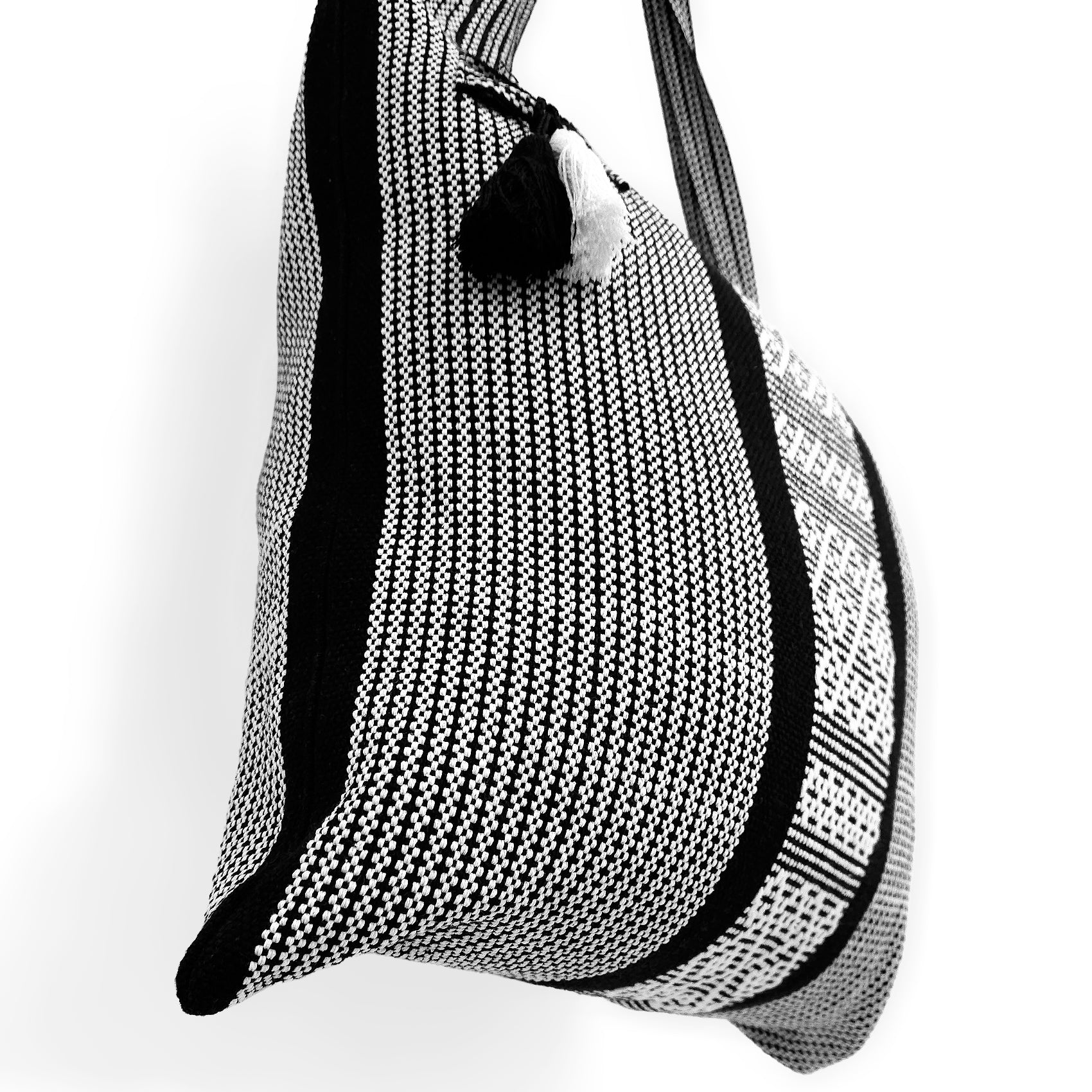 Bolsa Artesanal Mexicana Tipo Tote Bag Para Mujer 45x45cm Negro