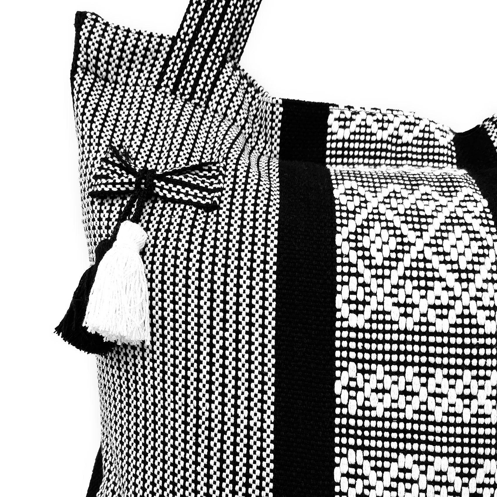 Bolsa Artesanal Mexicana Tipo Tote Bag Para Mujer 45x45cm Negro