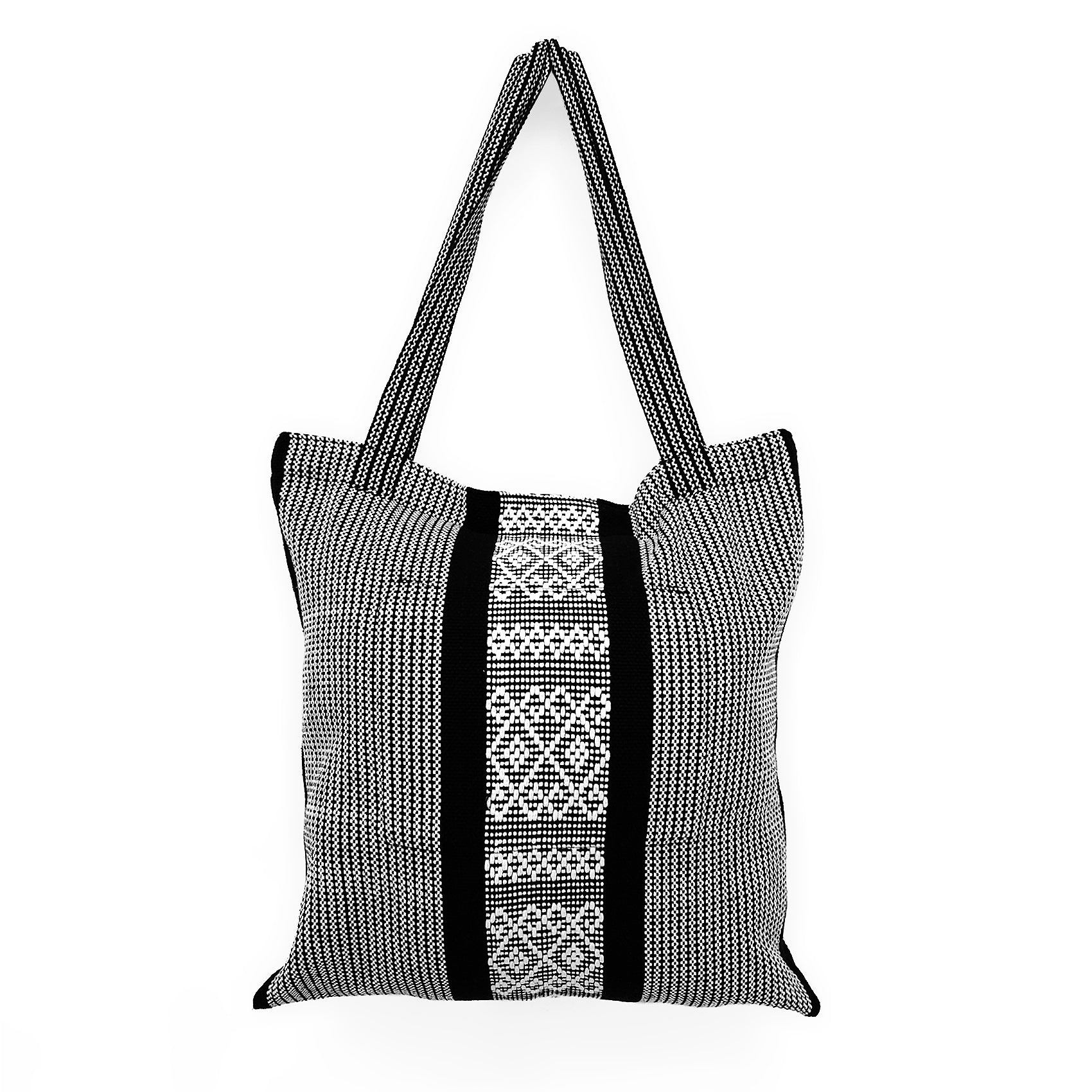 Bolsa Artesanal Mexicana Tipo Tote Bag Para Mujer 45x45cm Negro