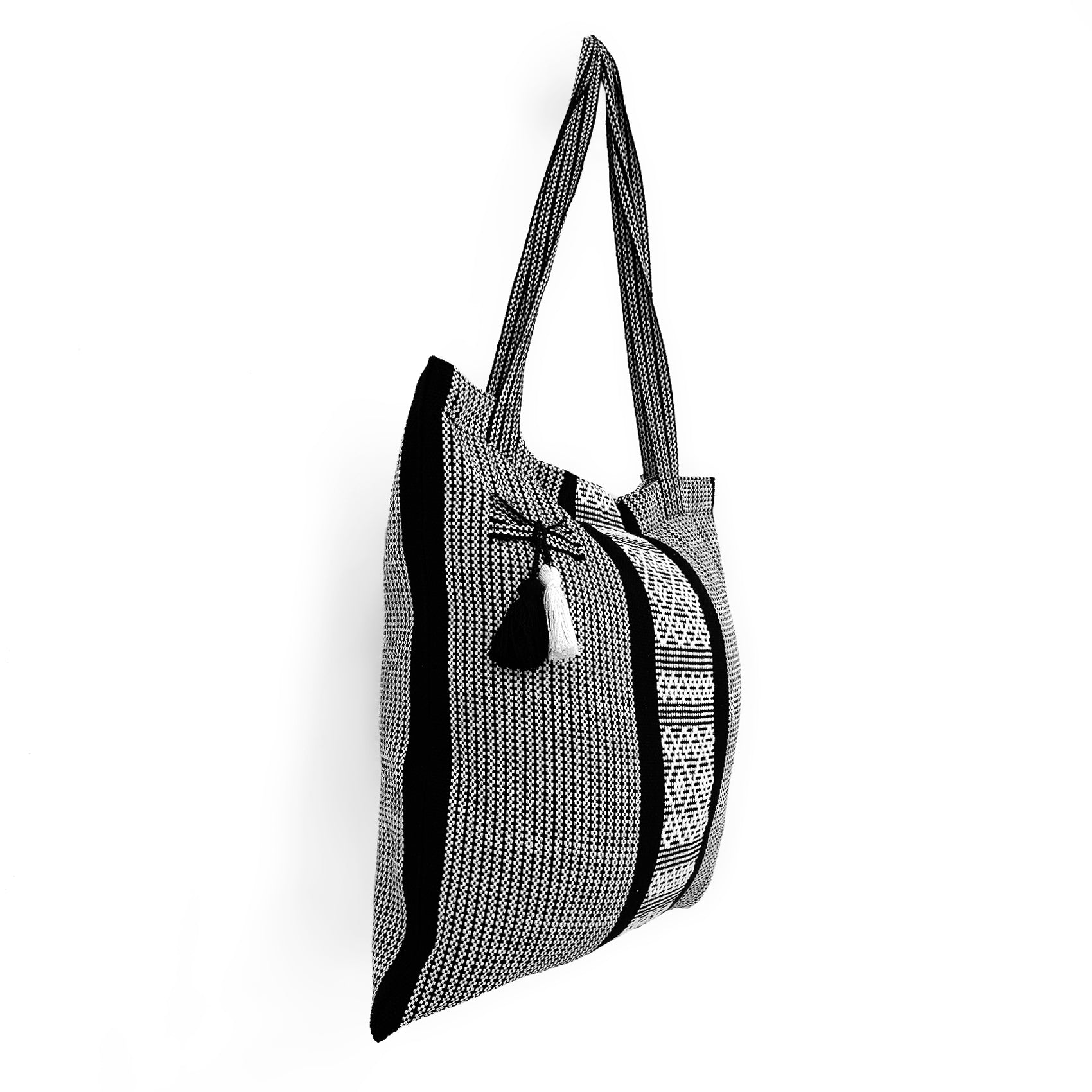 Bolsa Artesanal Mexicana Tipo Tote Bag Para Mujer 45x45cm Negro