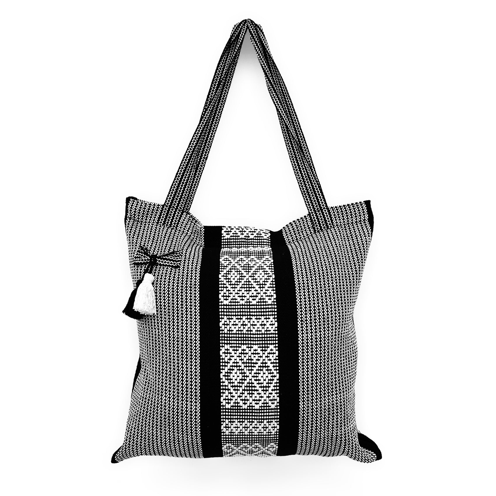 Bolsa Artesanal Mexicana Tipo Tote Bag Para Mujer 45x45cm Negro