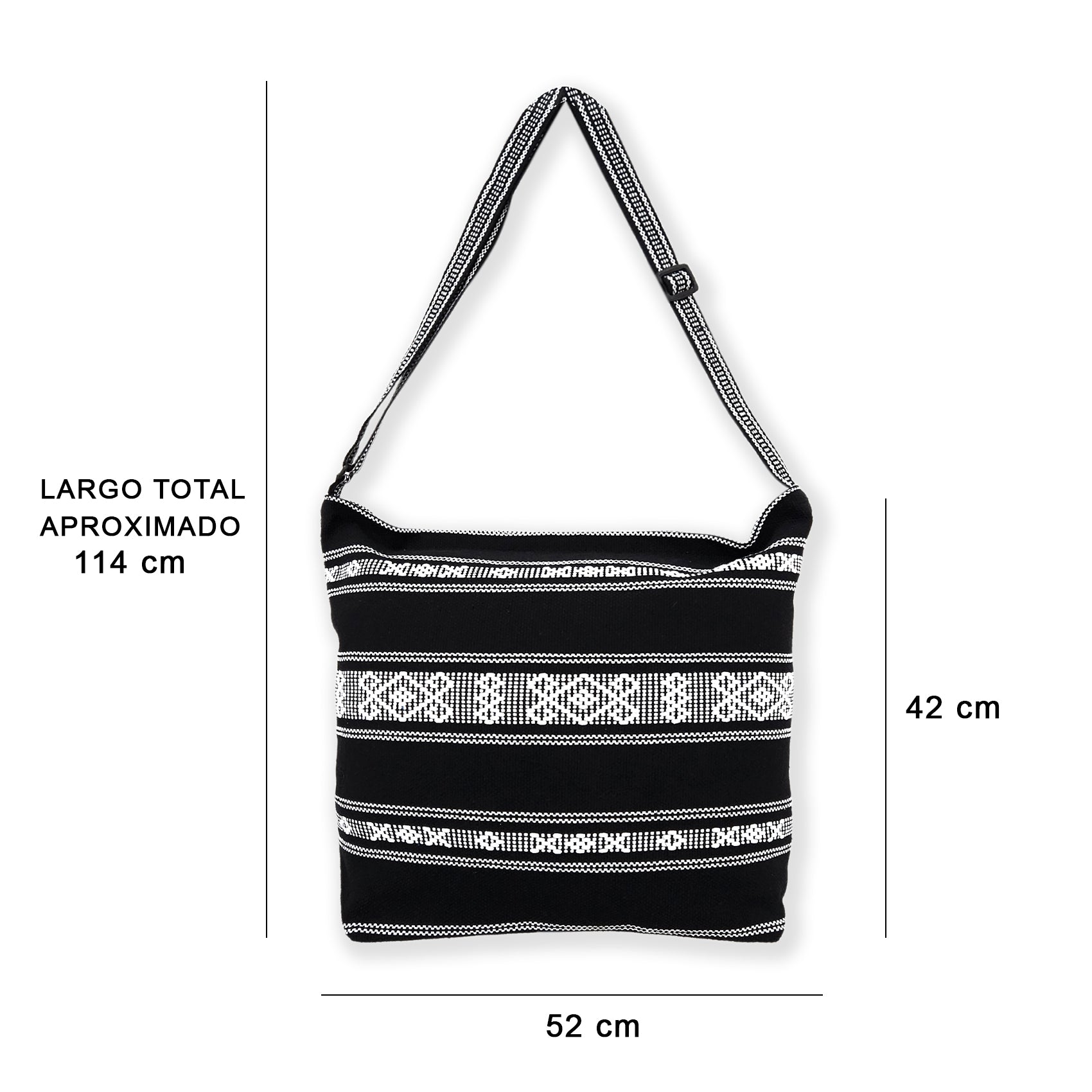 Bolsa Artesanal De Playa Tipo Tote Para Mujer 52x42cm Negro