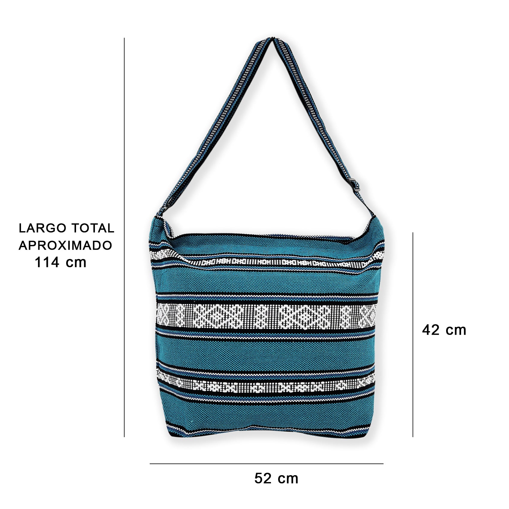 Bolsa Artesanal De Playa Tipo Tote Para Mujer 52x42cm Azul Petroleo