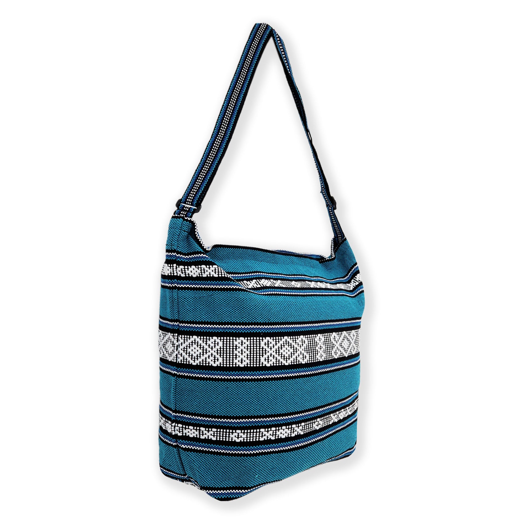 Bolsa Artesanal De Playa Tipo Tote Para Mujer 52x42cm Azul Petroleo
