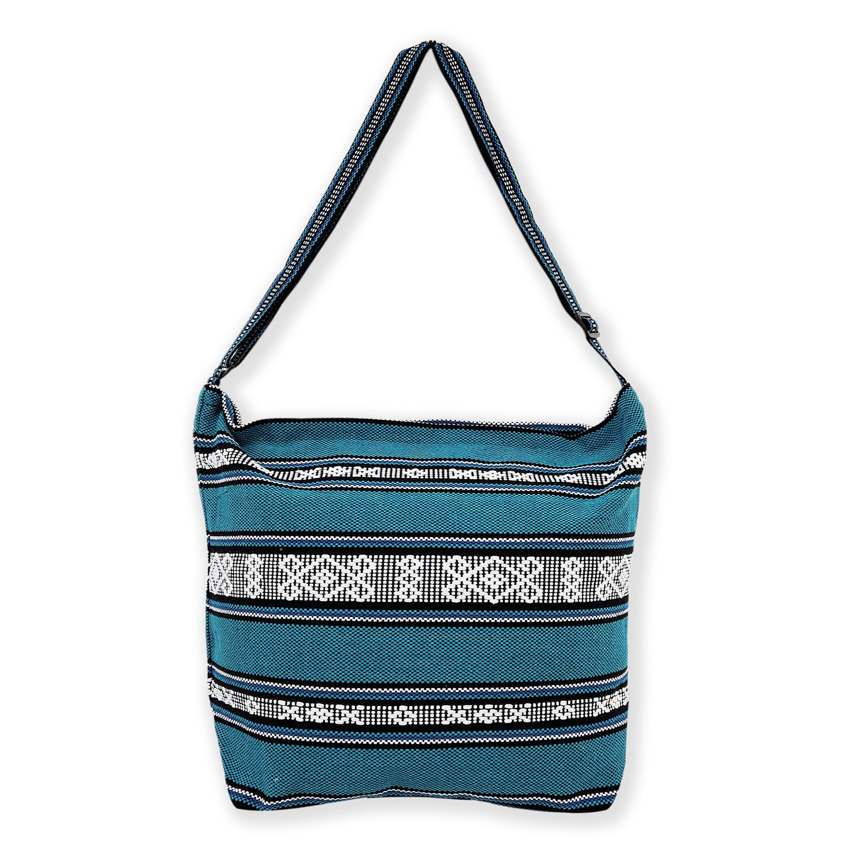 Bolsa Artesanal De Playa Tipo Tote Para Mujer 52x42cm Azul Petroleo