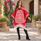 Jorongo Gaban Artesanal Mexicano Calendario Rojo