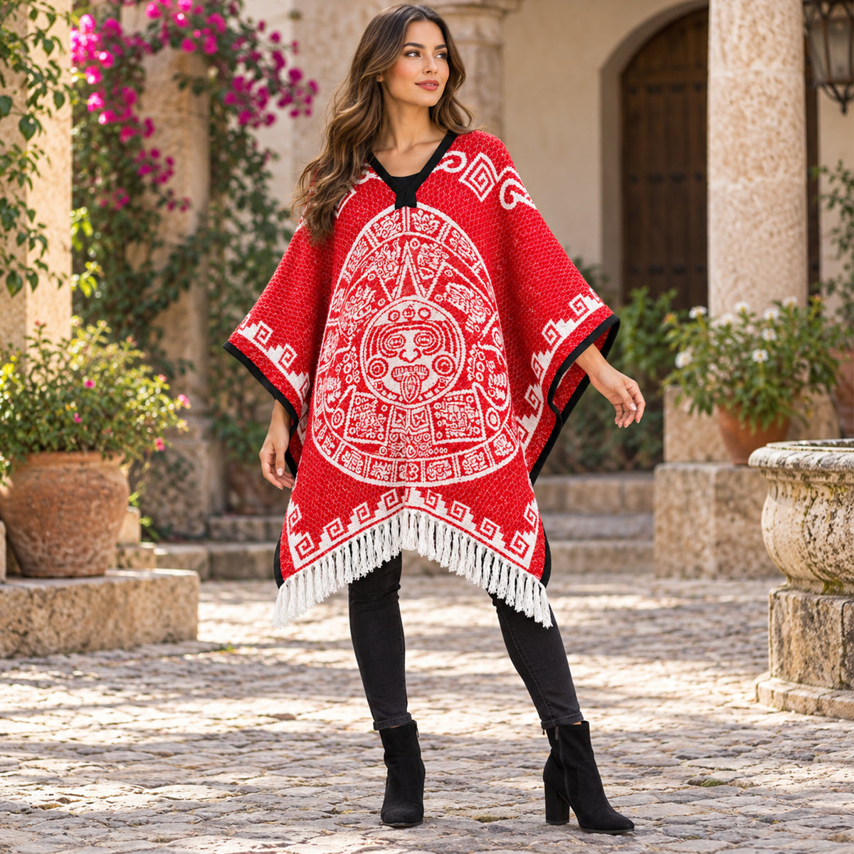 Jorongo Gaban Artesanal Mexicano Calendario Rojo