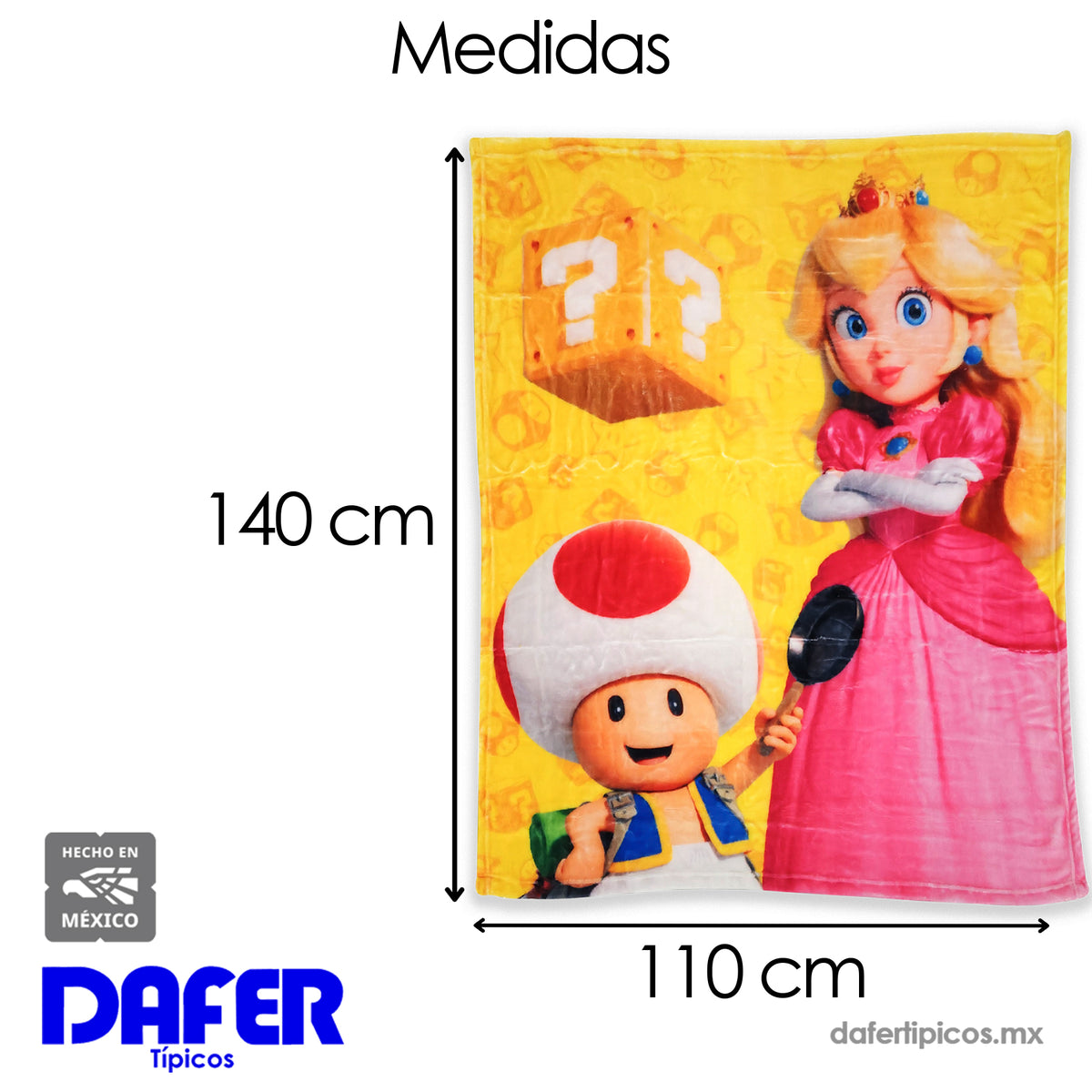 Manta De Cuna Raschel 140x110cm Dibujos Animados Providencia® Princesa Peach