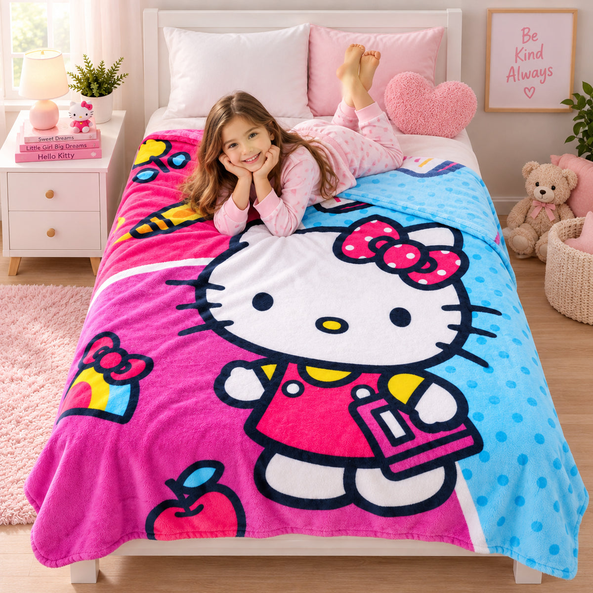 Cobertor Ligero Super Suave Matrimonial Diseños Providencia® Hello Kitty Miss