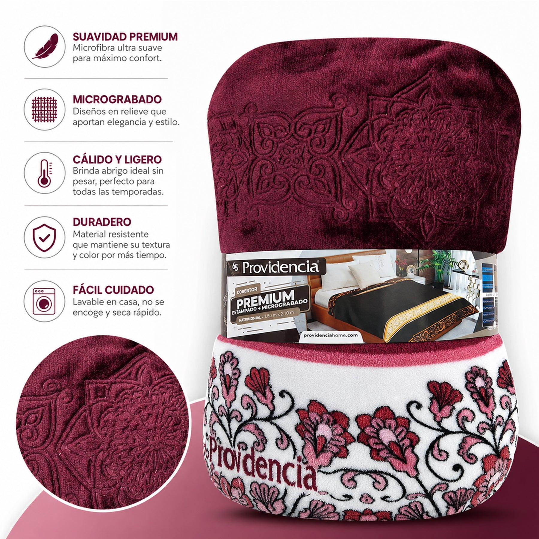 Cobertor Ligero Micrograbado 1.80x2.10m Providencia® Premium