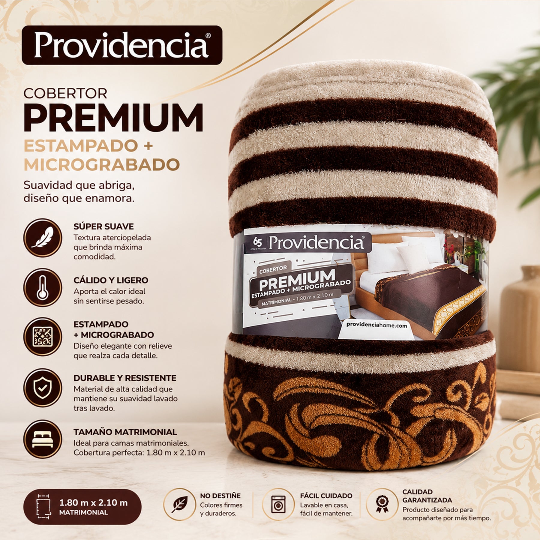 Frazada Ligera Micro Grabada Mat 1.80x2.10 Providencia® Asuan