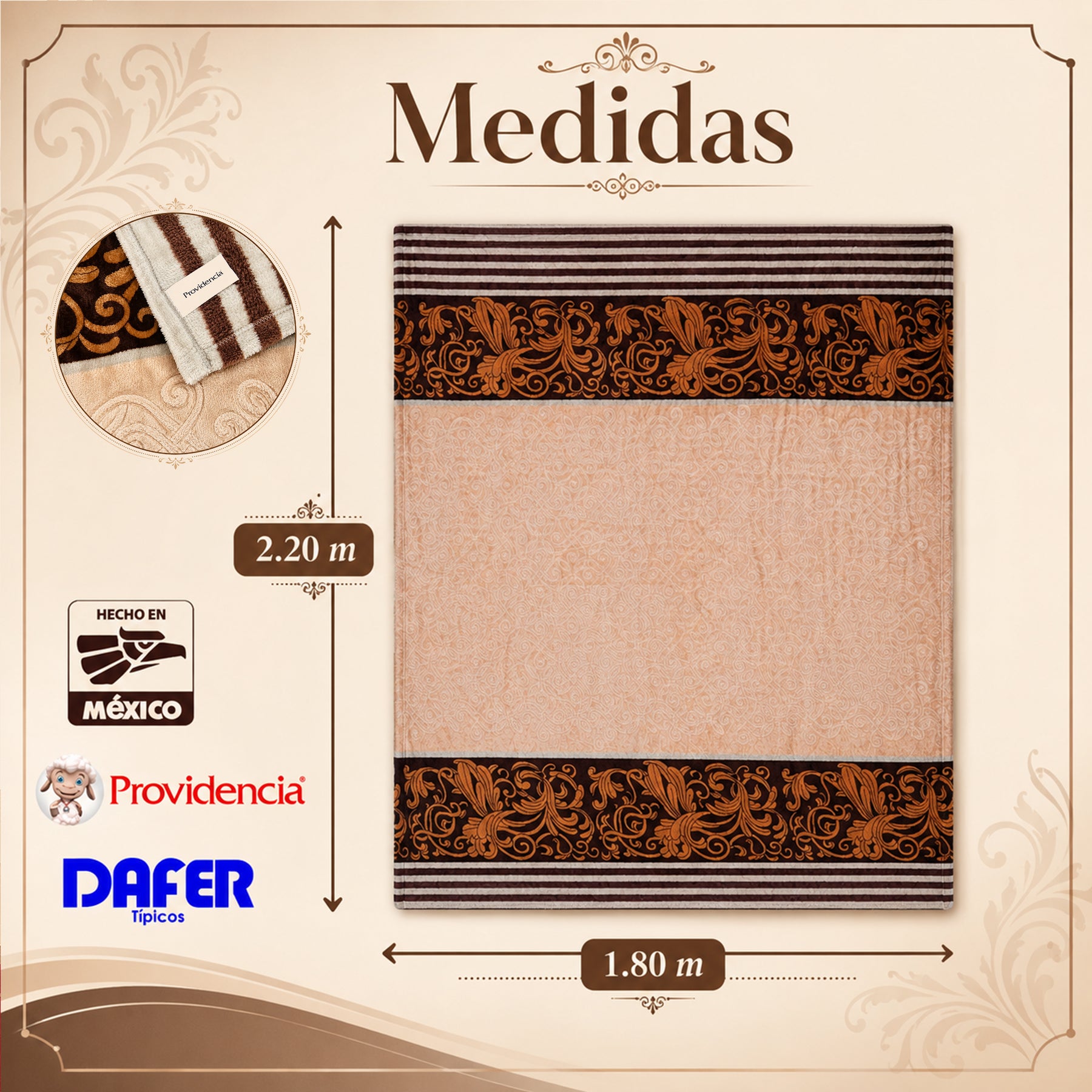 Frazada Ligera Micro Grabada Mat 1.80x2.10 Providencia® Asuan