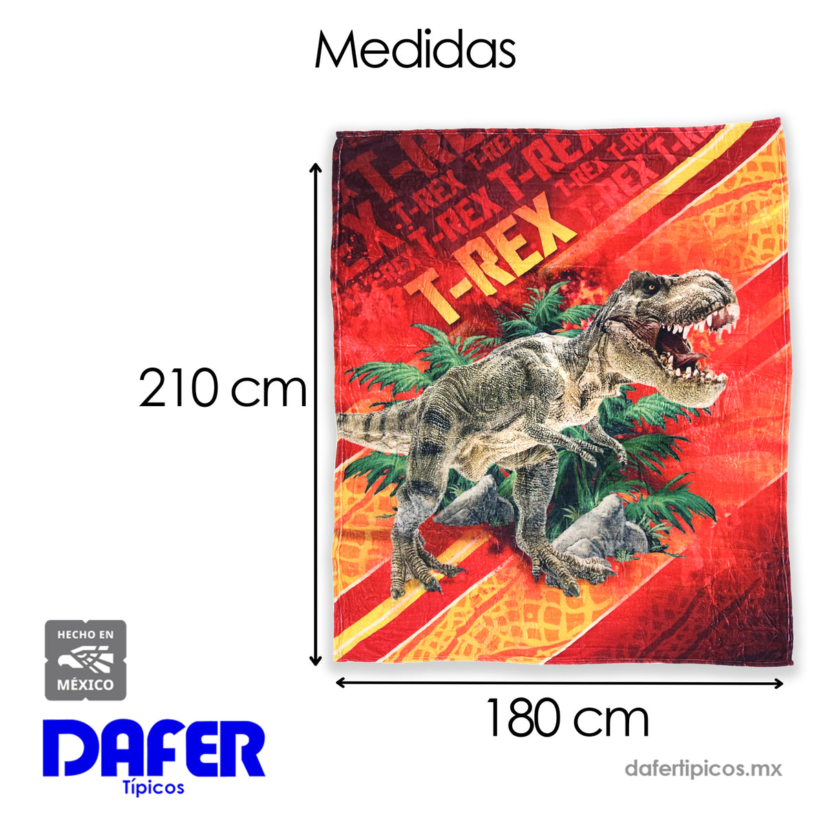 Cobertor Ligero Super Suave Matrimonial Diseños Providencia® T- Rex