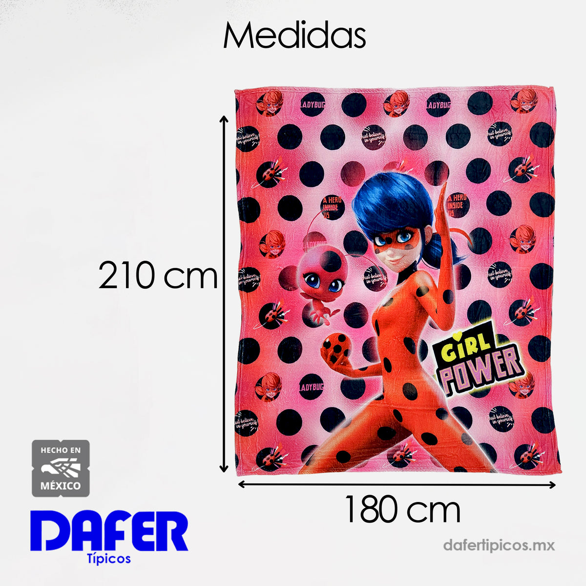 Cobertor Ligero Super Suave Matrimonial Diseños Providencia® Lady bug Girl Power