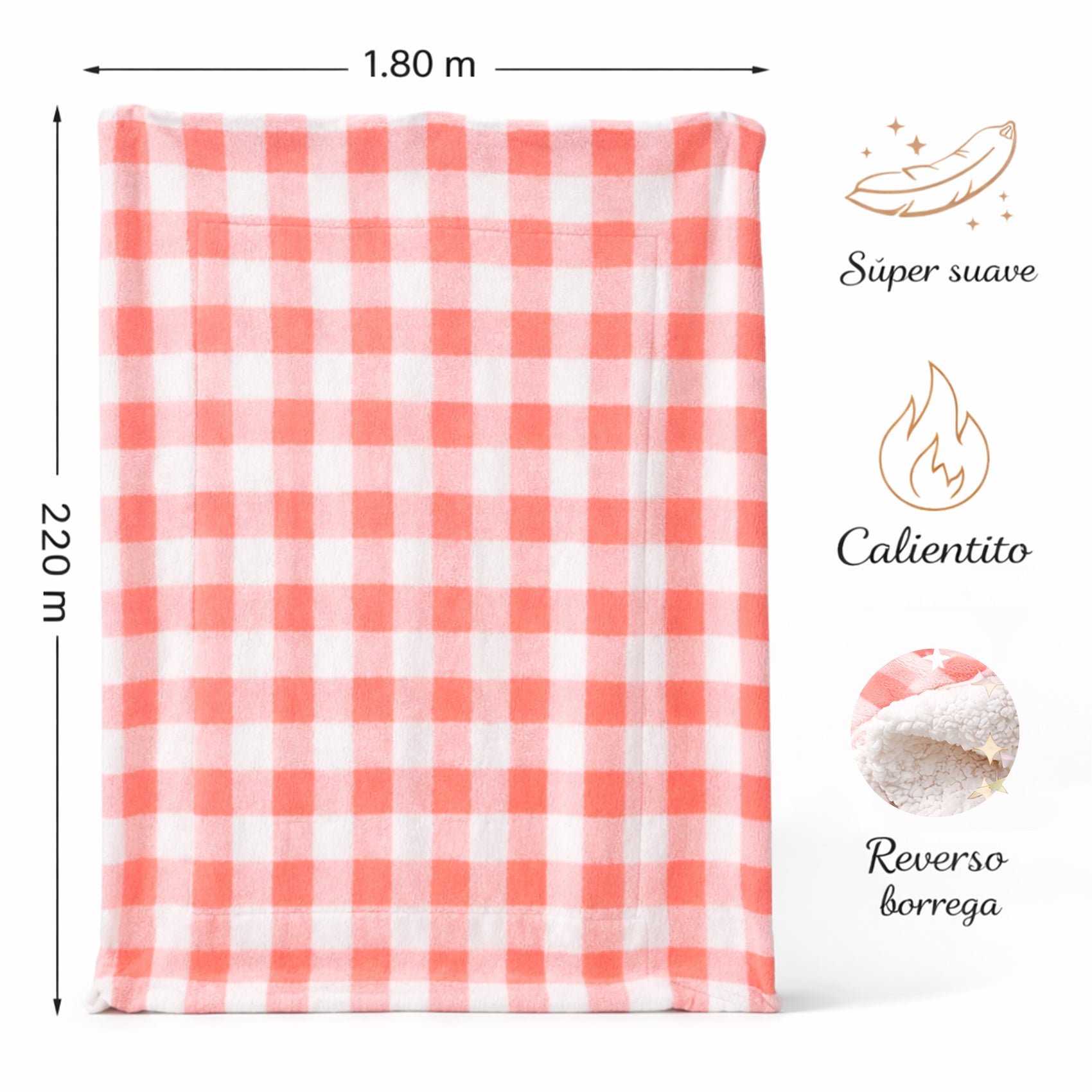 Cobertor Borrega Suave Matrimonial 180x220m Rosa Claro Providencia®