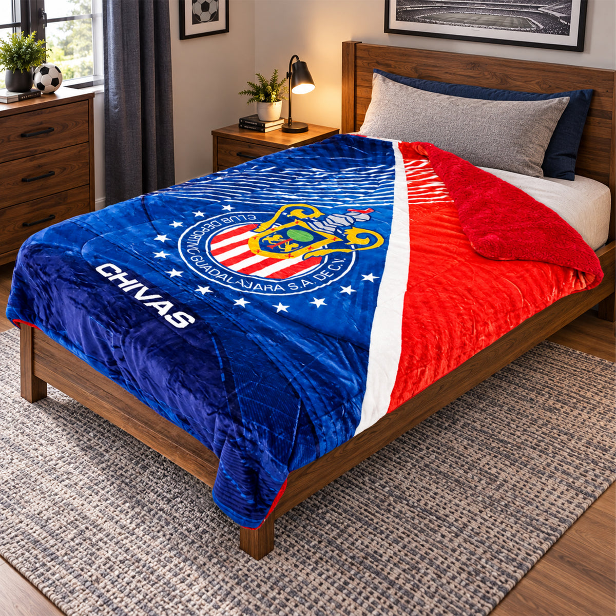 Cobertor Borrega Individual Futbol 1.50x2.00m Providencia® Chivas