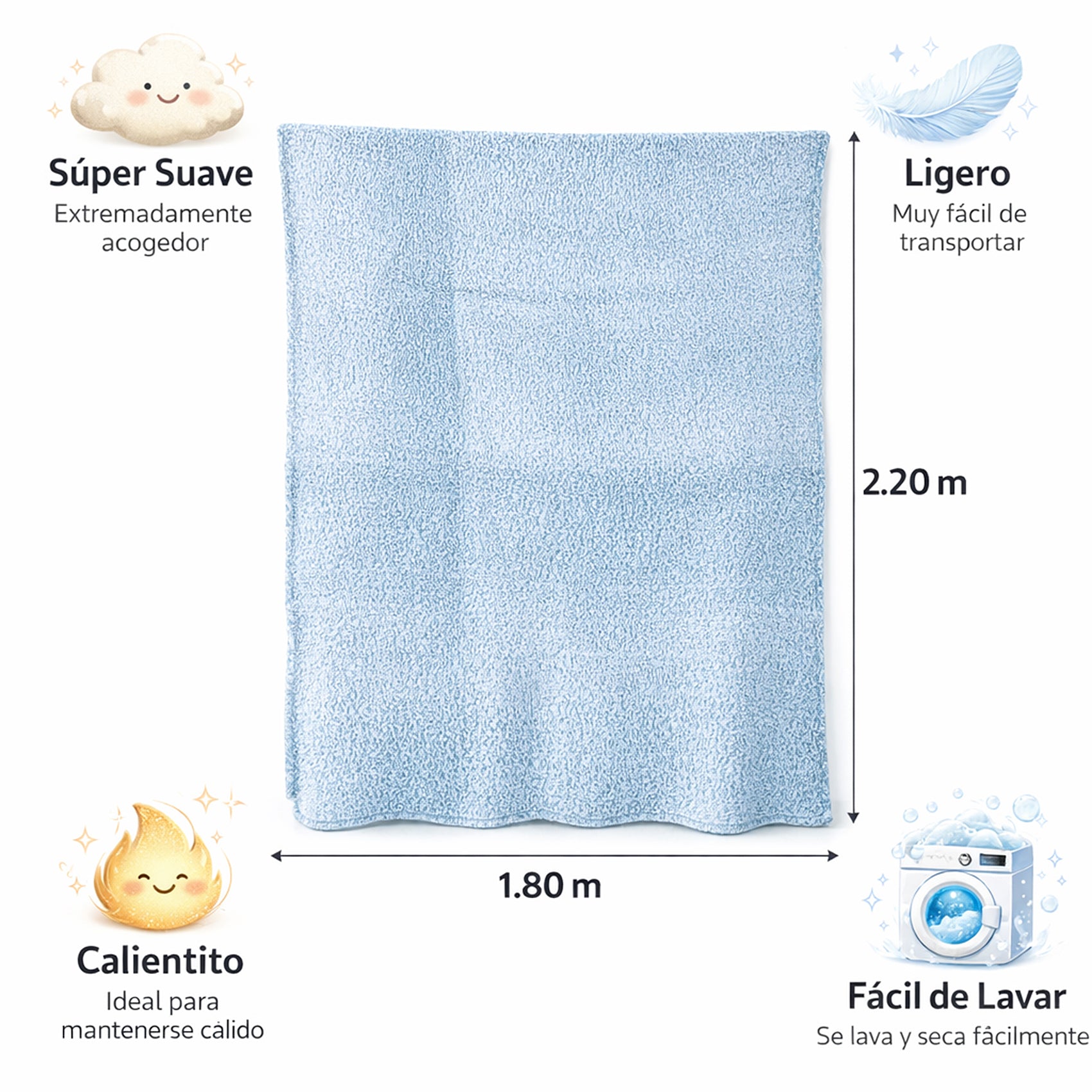 Cobertor Ovejita Ligero Matrimonial 1.80x2.10m Nevado Azul Providencia®