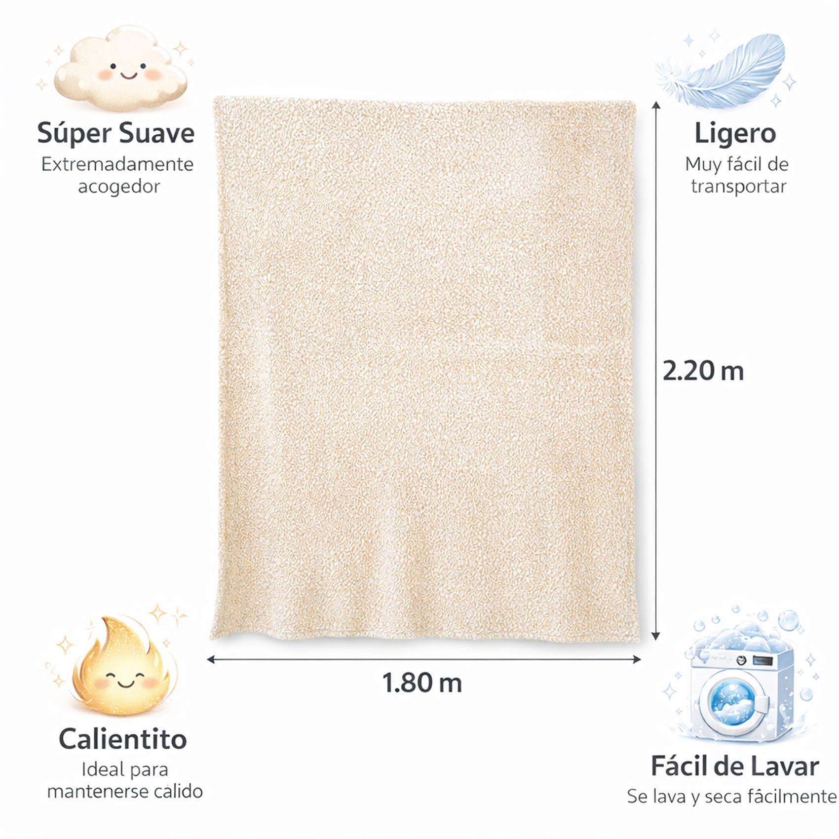 Cobertor Ovejita Ligero Matrimonial 1.80x2.10m Camello Providencia®