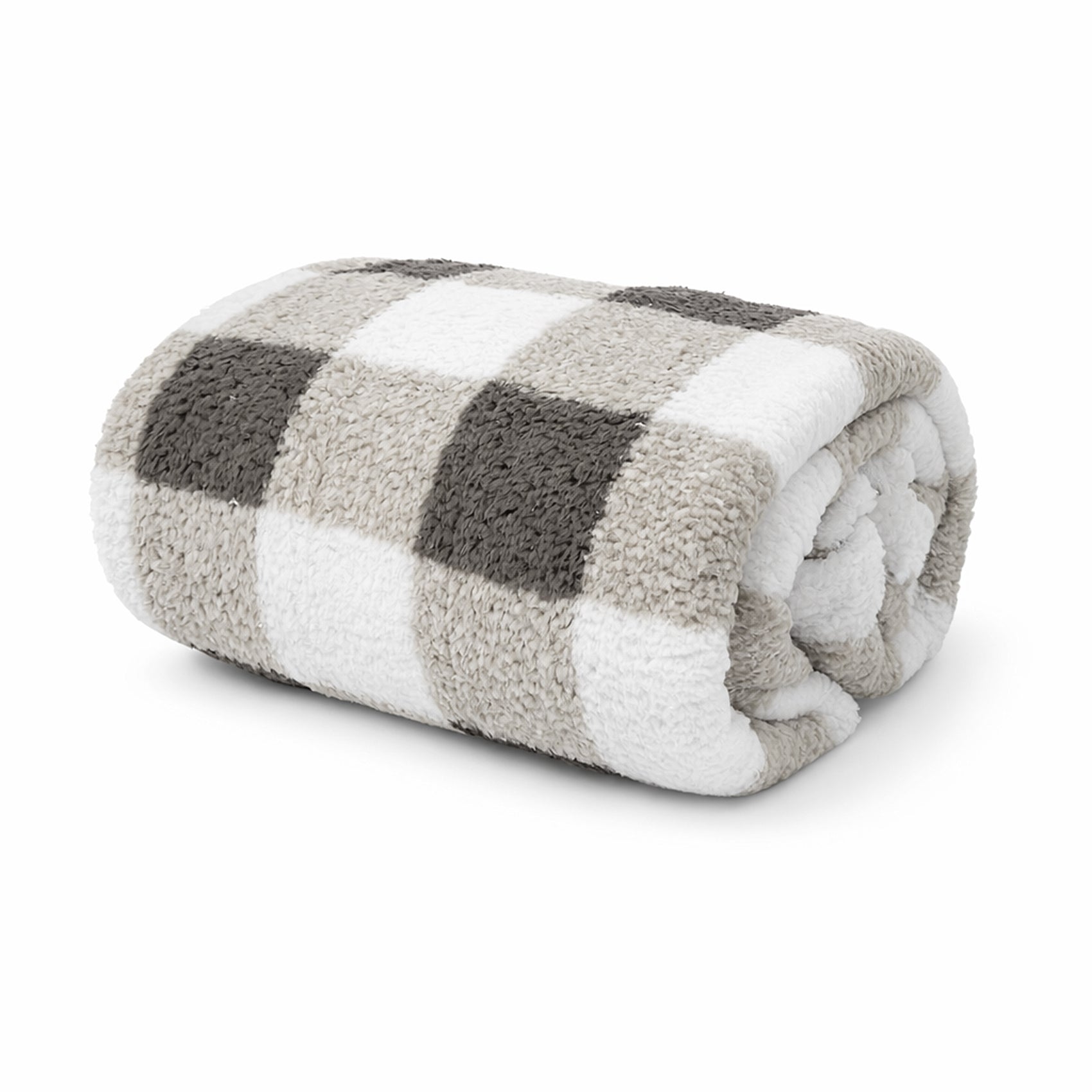 Cobertor Ovejita Ligero Matrimonial 1.80x2.10m Cuadros Beige Gris Providencia®