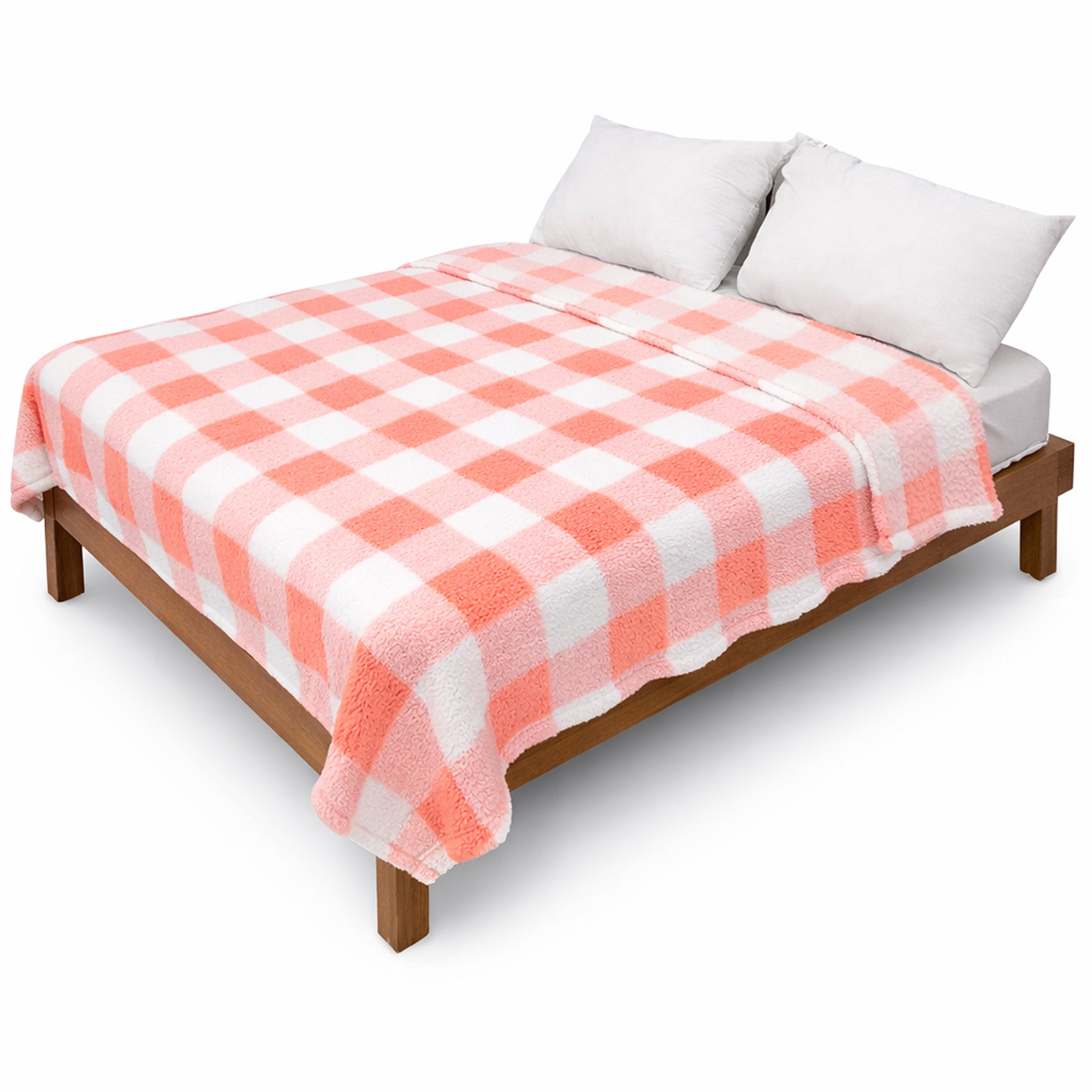 Cobertor Ovejita Ligero Matrimonial 1.80x2.10m Cuadros Rosas Providencia®
