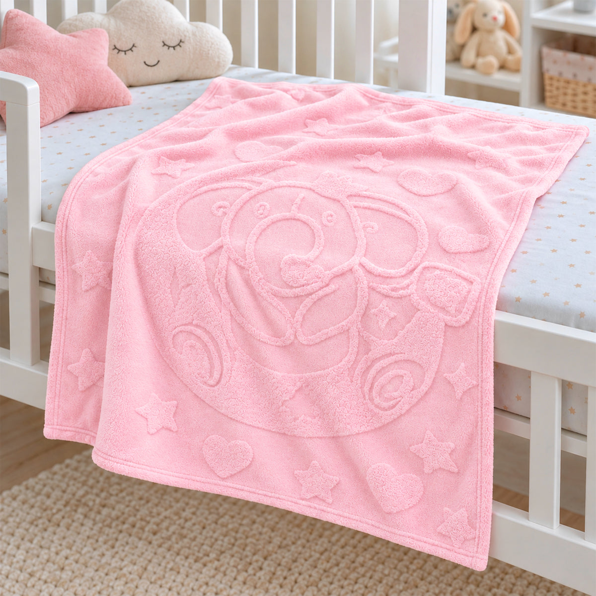 Cobertor Frazada Ligero Jacquard Cunero 90x110m Providencia® Elefantin Rosa