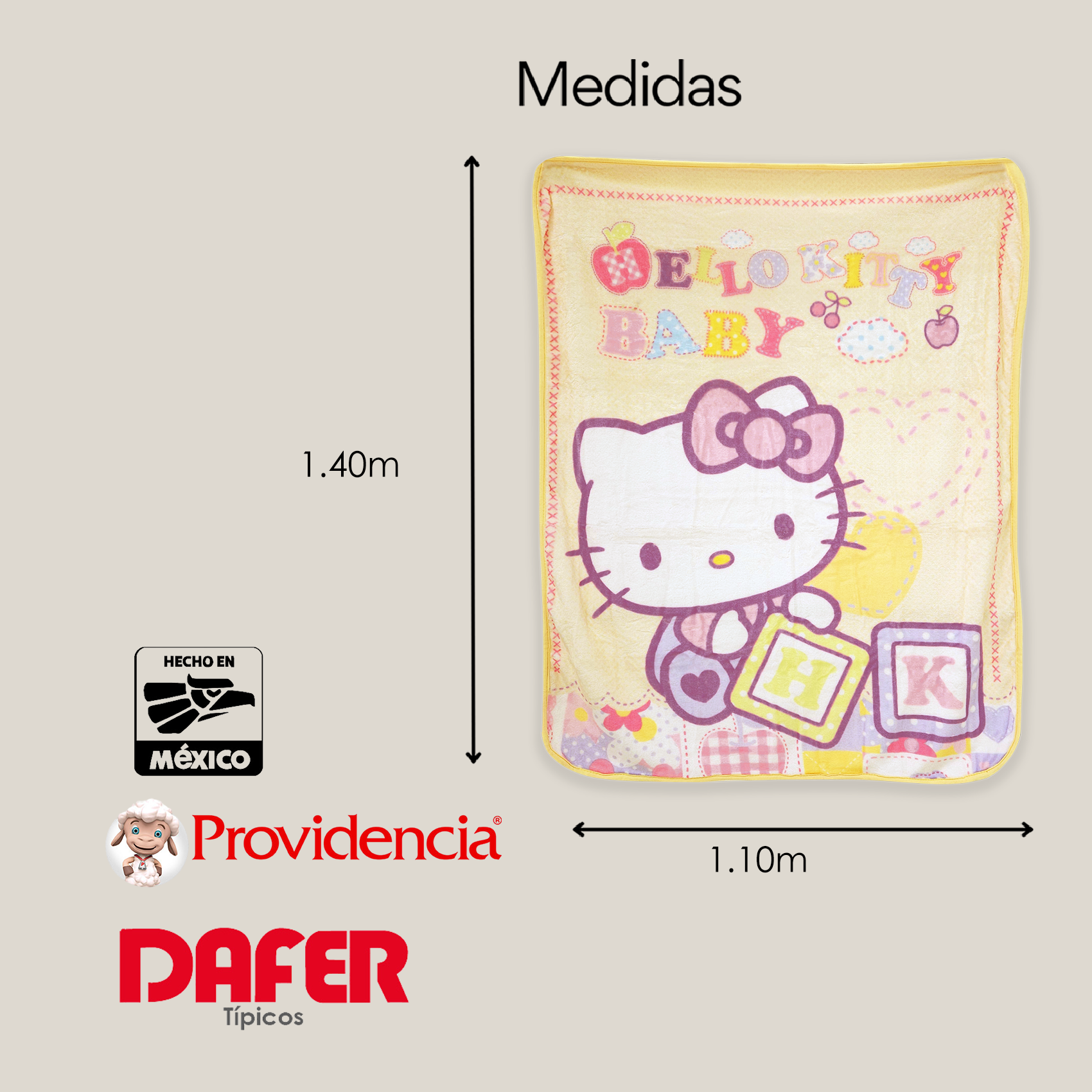 Cunero Raschel 140x110cm Providencia® Bébes Animados Kitty Baby