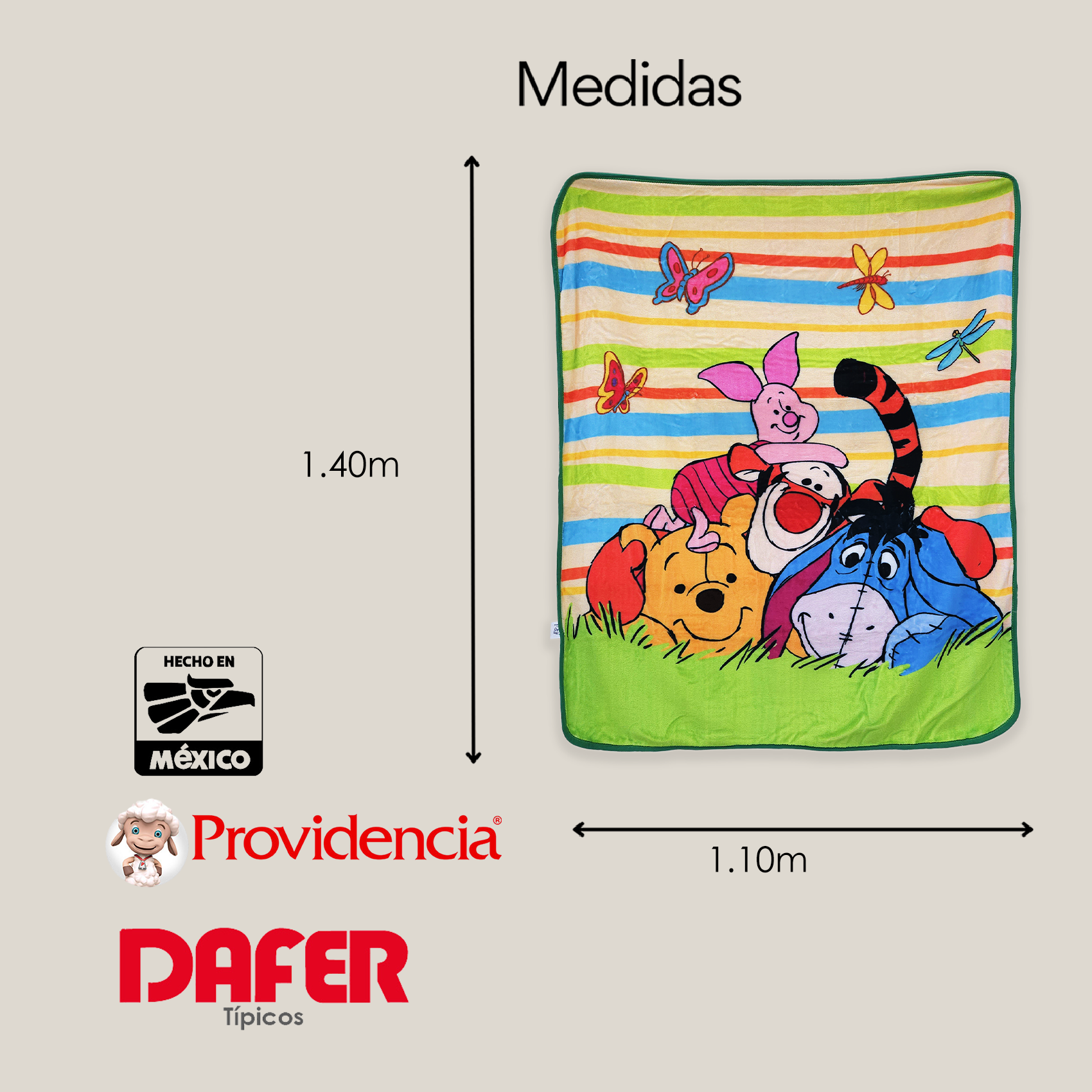 Cunero Raschel 140x110cm Providencia® Bébes Animados Winnie pooh amigos