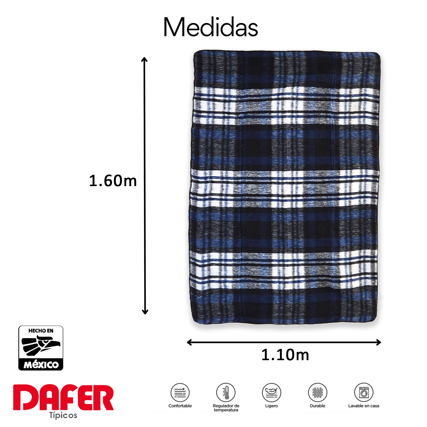 Frazada Artesanal Decorativa Mexicana Multiusos 160x110cm Azul