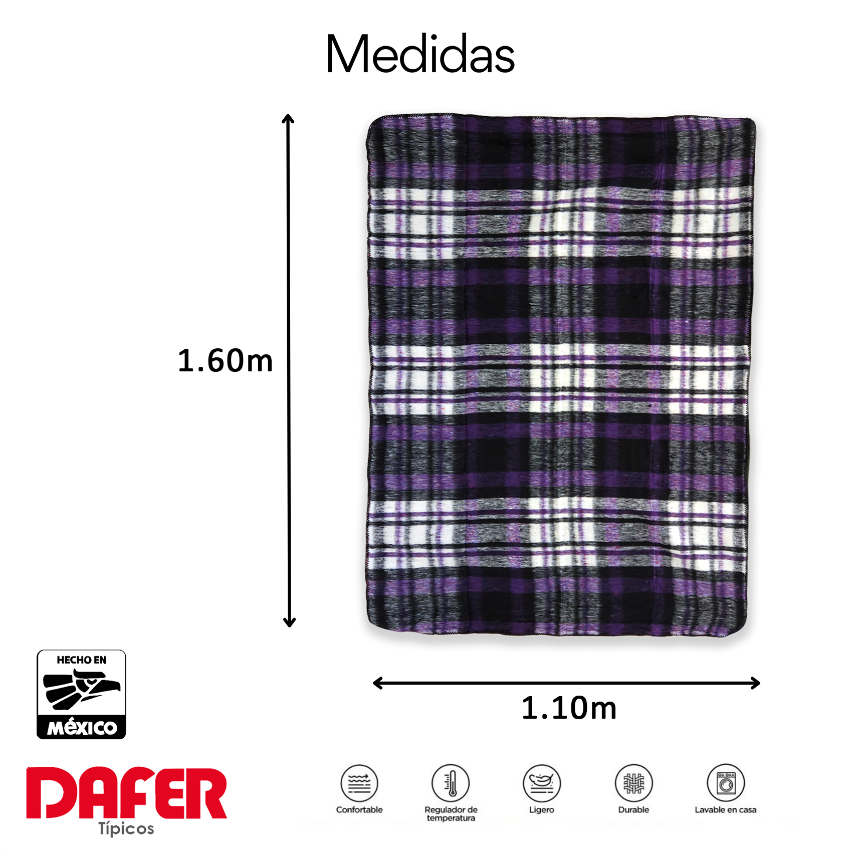 Frazada Artesanal Decorativa Mexicana Multiusos 160x110cm Morado