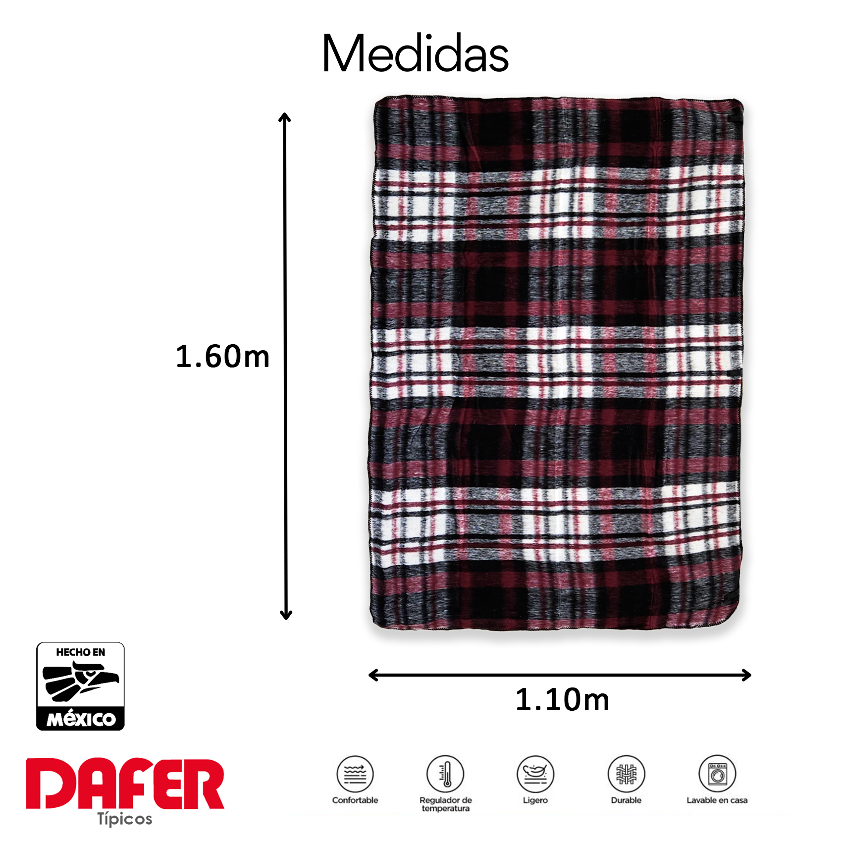 Frazada Artesanal Decorativa Mexicana Multiusos 160x110cm Vino