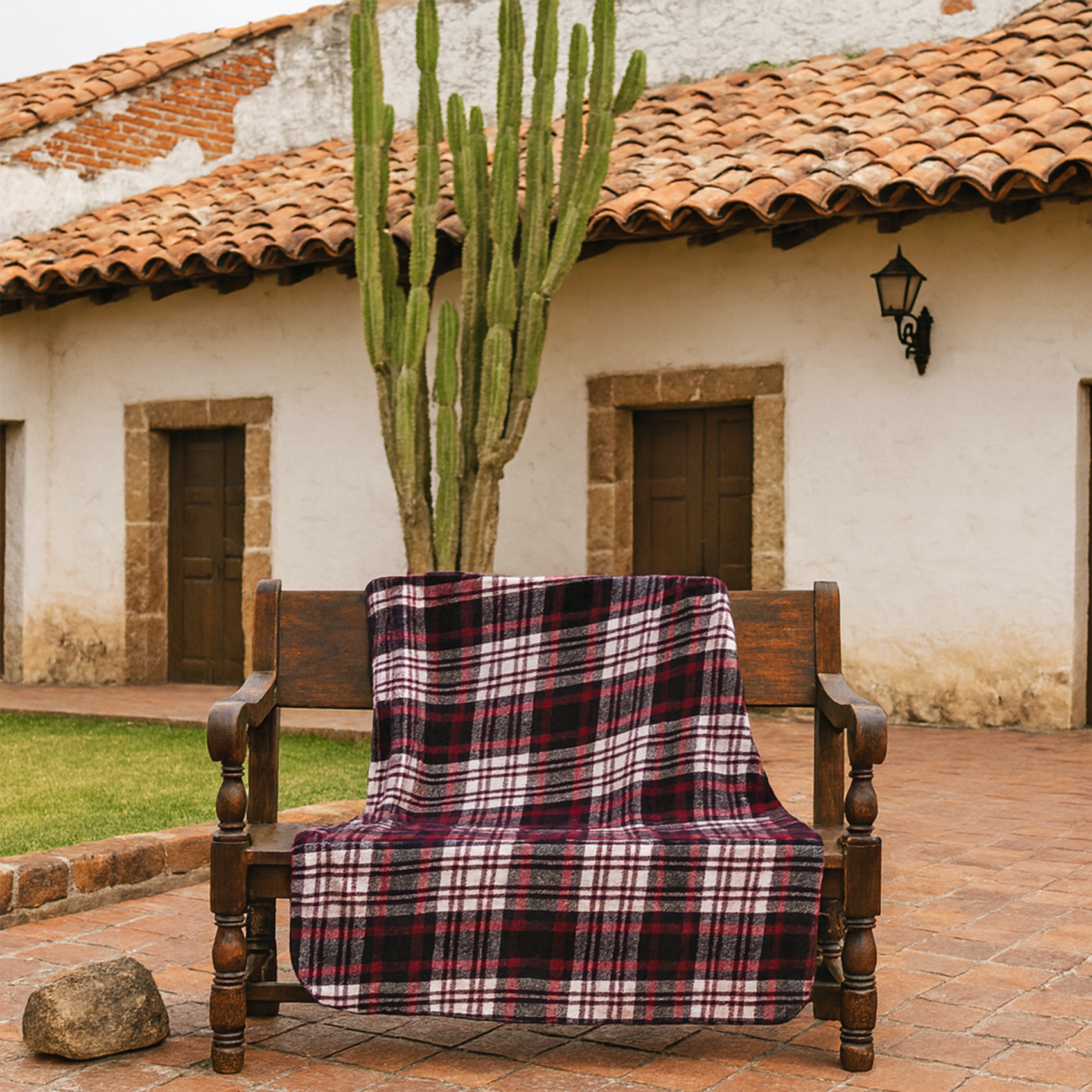 Frazada Artesanal Decorativa Mexicana Multiusos 160x110cm Vino