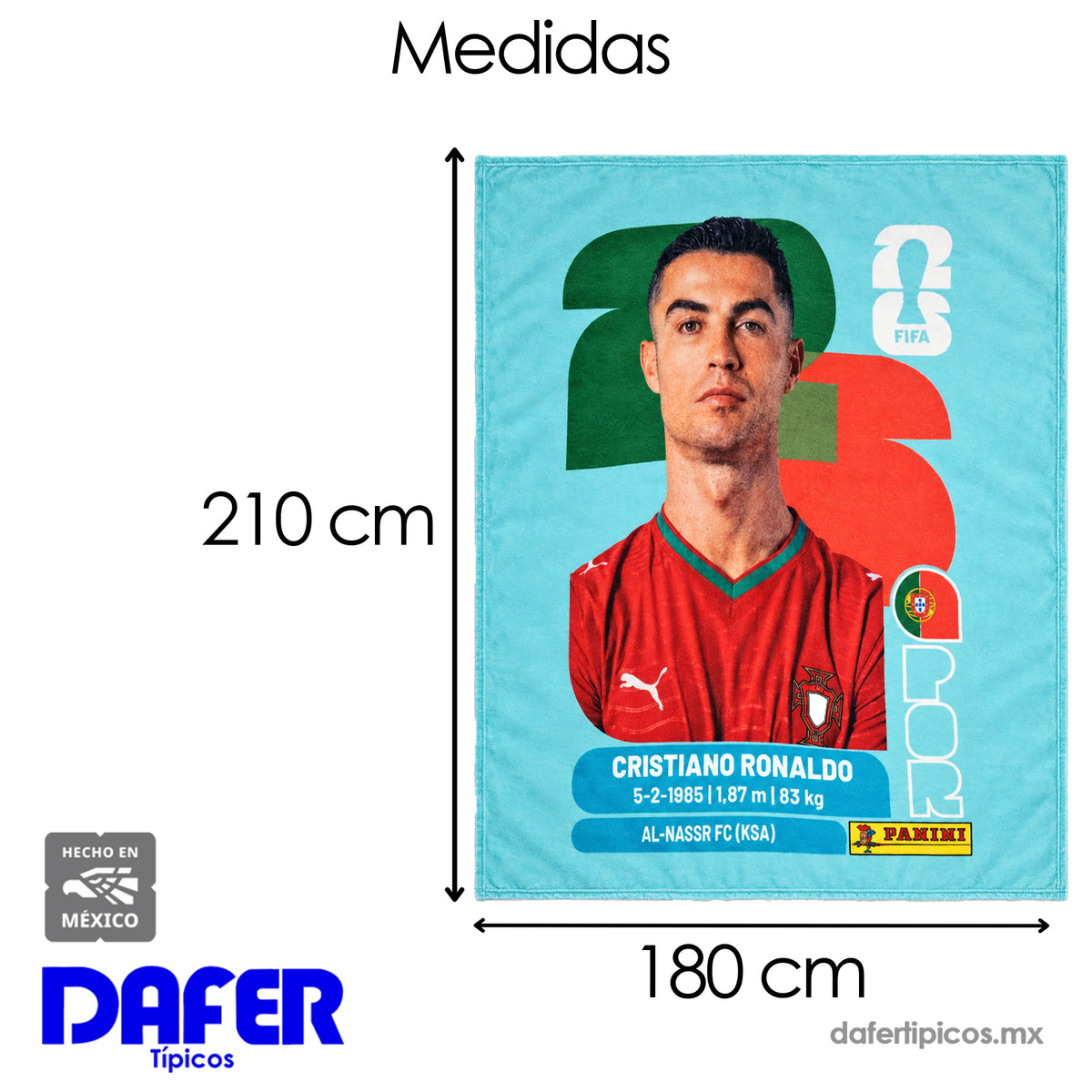 Frazada Ligera Super Suave Matrimonial Futbol Providencia® Cristiano Ronaldo Panni