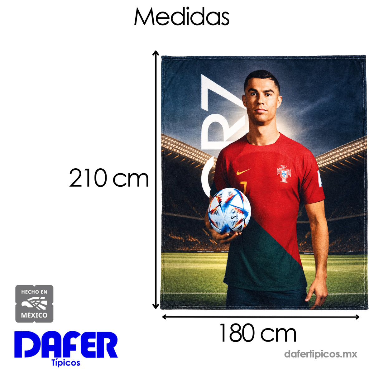 Frazada Ligera Super Suave Matrimonial Futbol Providencia® Cristiano Ronaldo