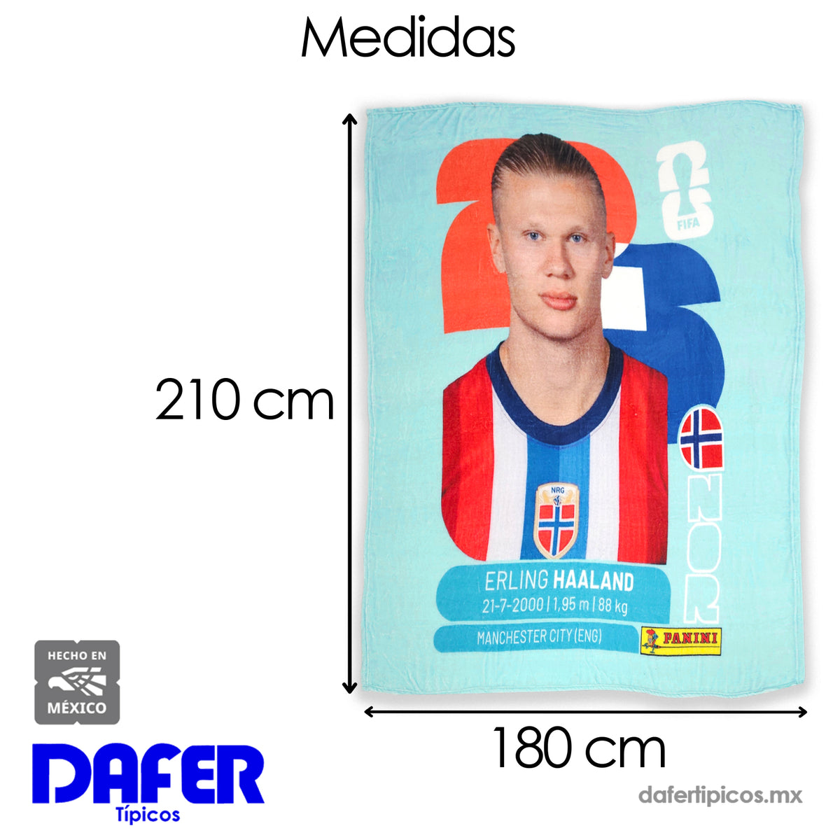 Frazada Ligera Super Suave Matrimonial Futbol Providencia® Erling Haaland Panni