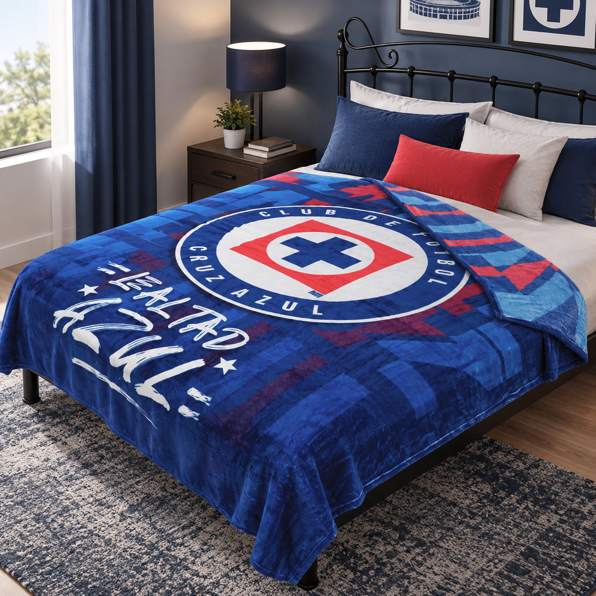 Frazada Ligera Super Suave Matrimonial Futbol Providencia® Cruz Azul Mi Lealtad Azul
