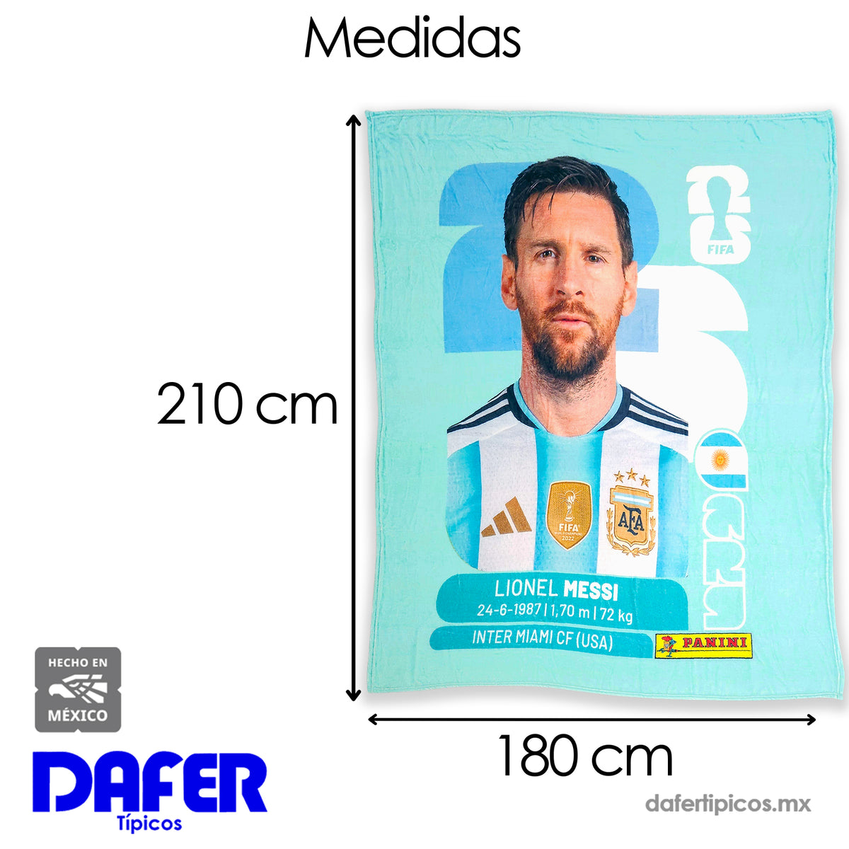 Frazada Ligera Super Suave Matrimonial Futbol Providencia® Messi Panni