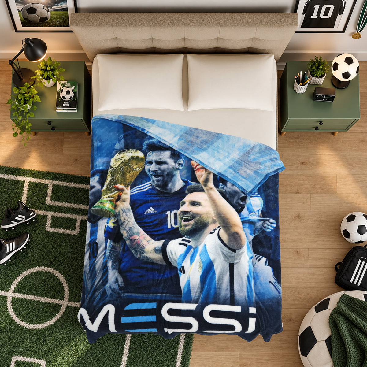 Frazada Ligera Super Suave Matrimonial Futbol Providencia® Messi