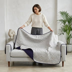 Cubre Sala Protector De Sillones 3pz Doble Vista Repelente Gris/Azul