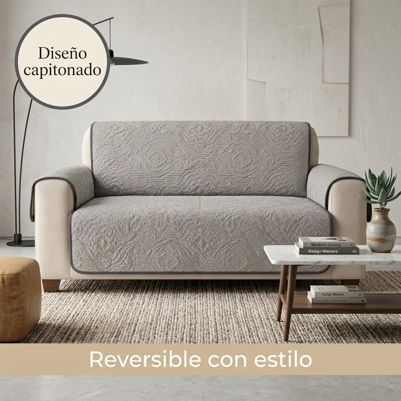 Cubre Sala Protector De Sillones 3pz Doble Vista Repelente Gris/Azul