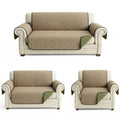 Cubre Sala Protector De Sillones 3pz Doble Vista Repelente Marrón claro/ Verde musgo