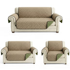 Cubre Sala Protector De Sillones 3pz Doble Vista Repelente Marrón claro/ Verde musgo