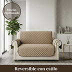 Cubre Sala Protector De Sillones 3pz Doble Vista Repelente Marrón claro/ Verde musgo