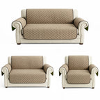 Cubre Sala Protector De Sillones 3pz Doble Vista Repelente Marrón claro/ Verde musgo