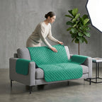 Cubre Sala Protector De Sillones 3pz Doble Vista Repelente Verde/ Azul petróleo
