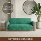 Cubre Sala Protector De Sillones 3pz Doble Vista Repelente Verde/ Azul petróleo