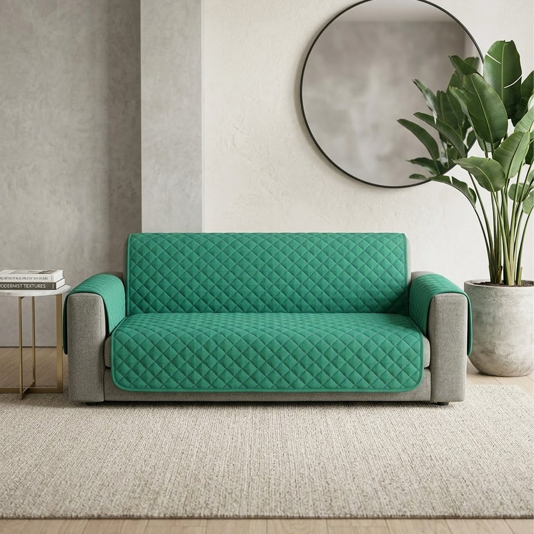 Cubre Sala Protector De Sillones 3pz Doble Vista Repelente Verde/ Azul petróleo