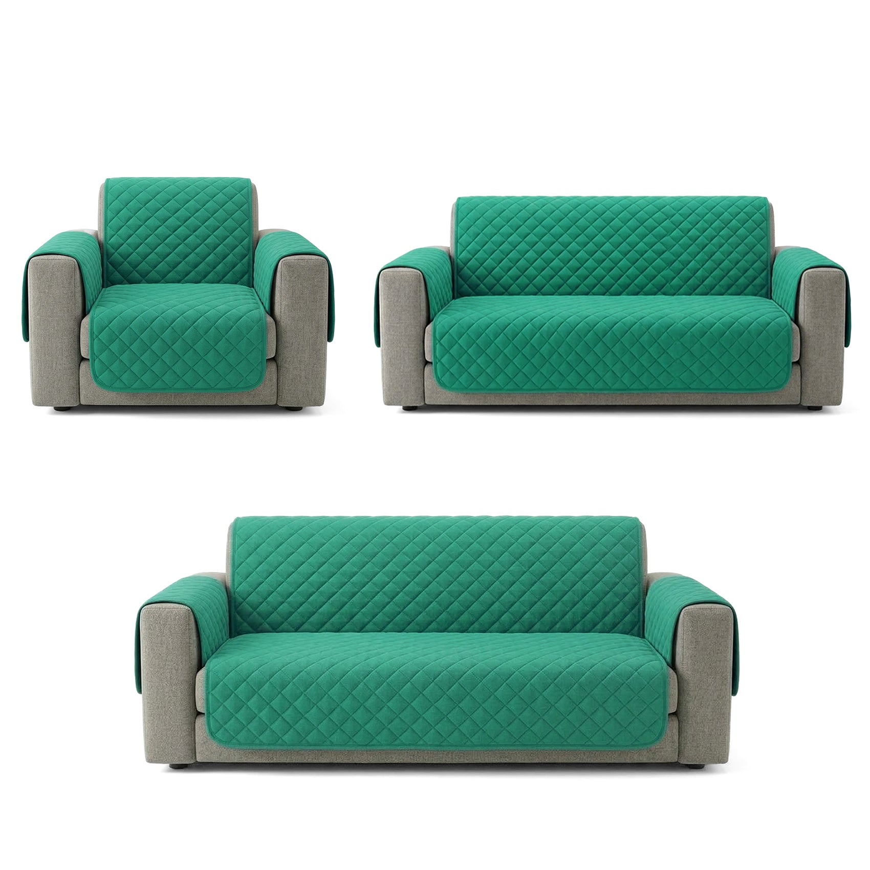 Cubre Sala Protector De Sillones 3pz Doble Vista Repelente Verde/ Azul petróleo